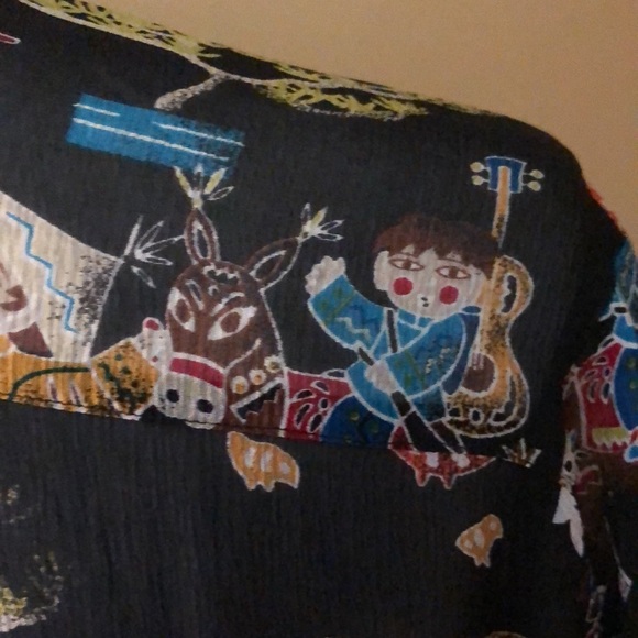 CHICOS size 2  Medium SILK Fun Asian Print Eastern Vibe Graphic Print $109 NEW - Picture 11 of 16